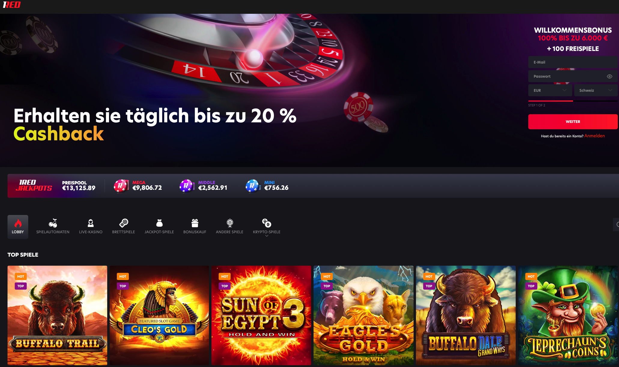 1Red Casino Lobby
